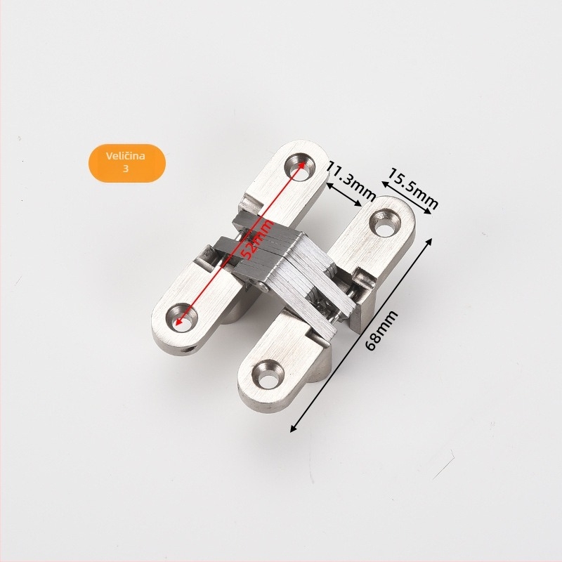 Križno skrivena šarka vrata (cinkova zlitina; nehrđajući čelik; elektroplatiranje; moderan minimalistički stil)