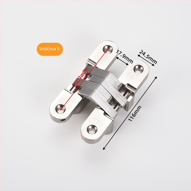 Križno skrivena šarka vrata (cinkova zlitina; nehrđajući čelik; elektroplatiranje; moderan minimalistički stil)