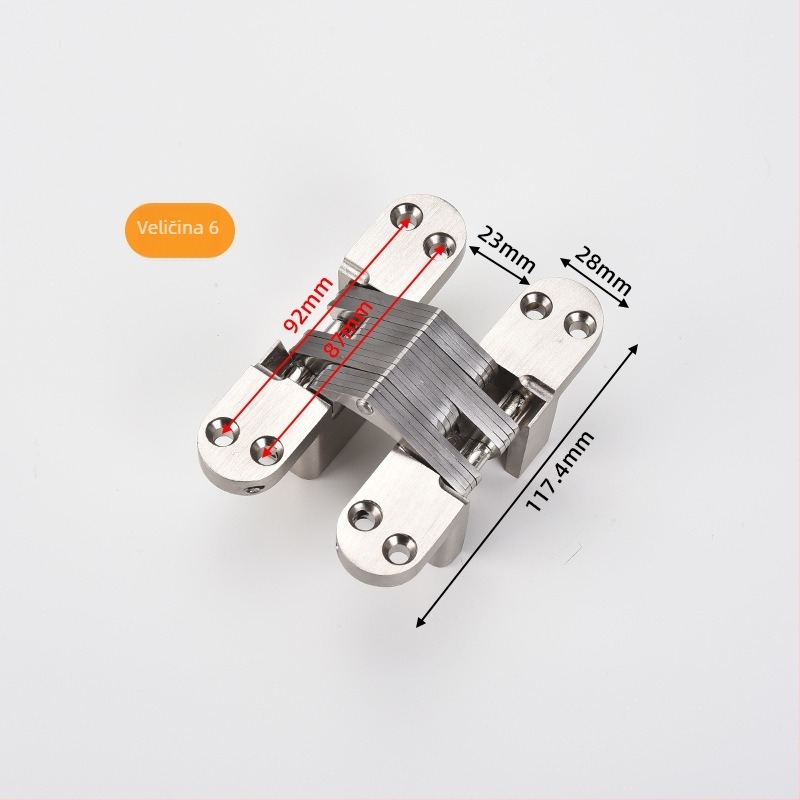 Križno skrivena šarka vrata (cinkova zlitina; nehrđajući čelik; elektroplatiranje; moderan minimalistički stil)