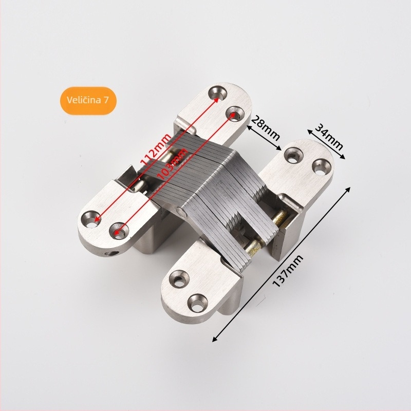 Križno skrivena šarka vrata (cinkova zlitina; nehrđajući čelik; elektroplatiranje; moderan minimalistički stil)