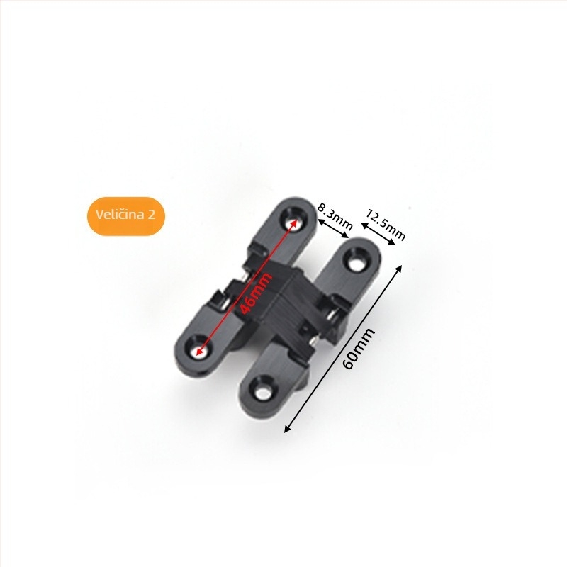 Križno skrivena šarka vrata (cinkova zlitina; nehrđajući čelik; elektroplatiranje; moderan minimalistički stil)