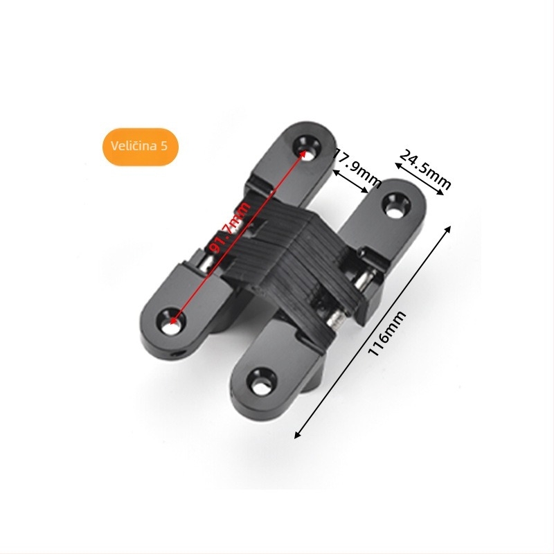 Križno skrivena šarka vrata (cinkova zlitina; nehrđajući čelik; elektroplatiranje; moderan minimalistički stil)