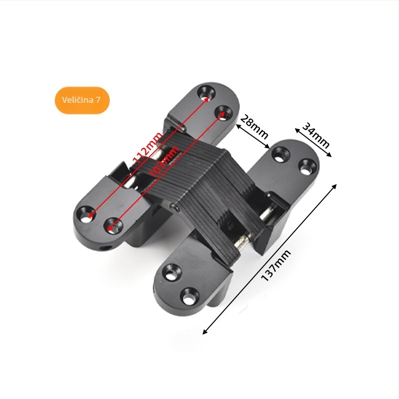 Križno skrivena šarka vrata (cinkova zlitina; nehrđajući čelik; elektroplatiranje; moderan minimalistički stil)