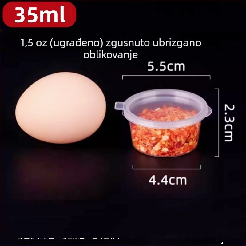 Plastične jednokratne posude za umake s poklopcem, mikrovalno sigurne, paket 1000 kom