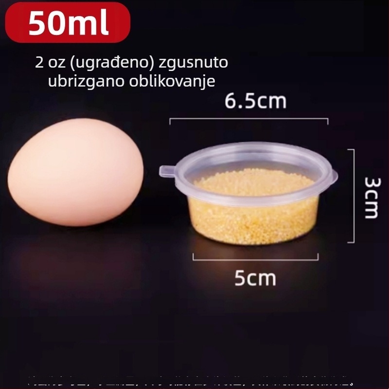 Plastične jednokratne posude za umake s poklopcem, mikrovalno sigurne, paket 1000 kom