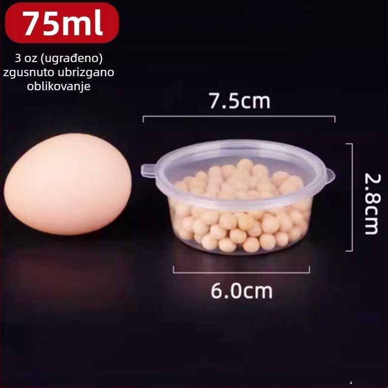 Plastične jednokratne posude za umake s poklopcem, mikrovalno sigurne, paket 1000 kom