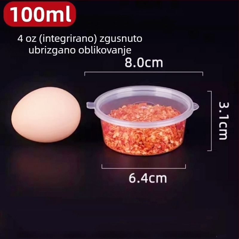 Plastične jednokratne posude za umake s poklopcem, mikrovalno sigurne, paket 1000 kom