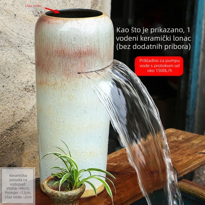 Keramički vodopadni ukras za akvarij, jednostavan i moderan stil, bez prilagodbe, poklon