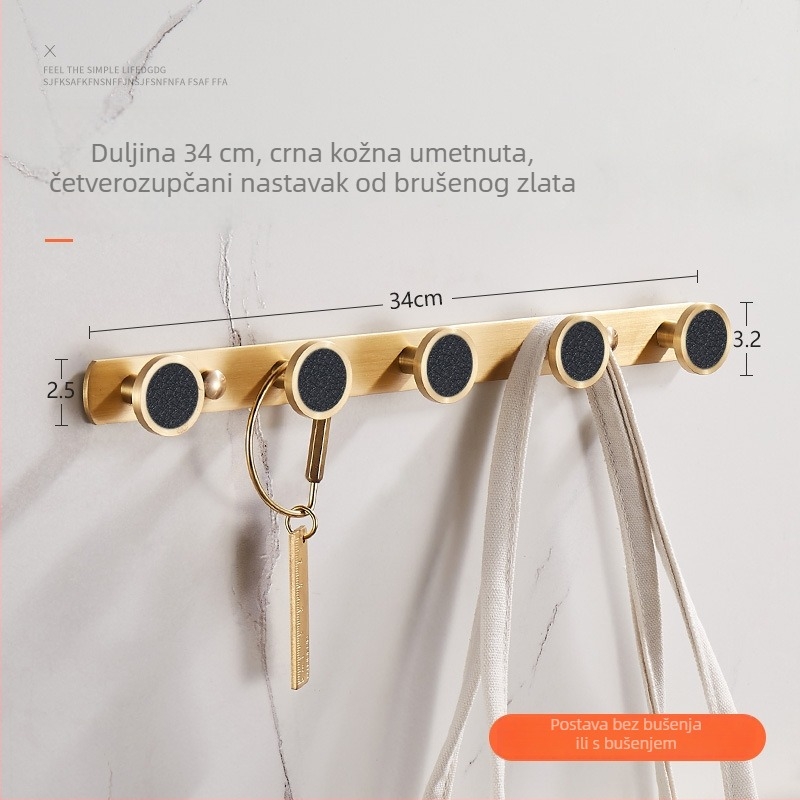 Kuka za zid u kupaonici, bakar materijal, završna obrada mesingovim žicom izvlačenim, Ming Francium, 420 g, svjetlosni luksuz