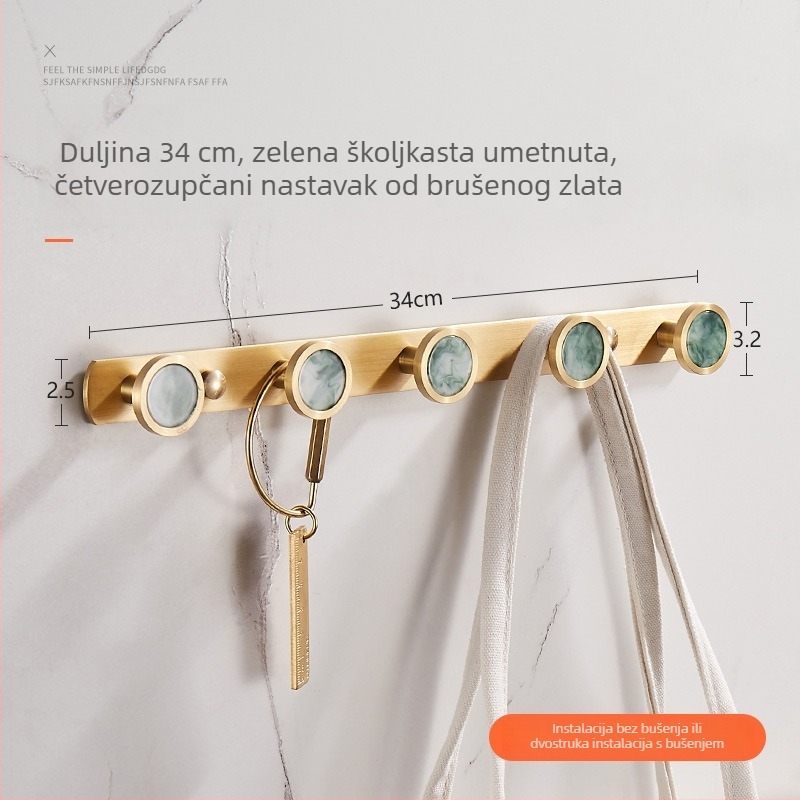 Kuka za zid u kupaonici, bakar materijal, završna obrada mesingovim žicom izvlačenim, Ming Francium, 420 g, svjetlosni luksuz