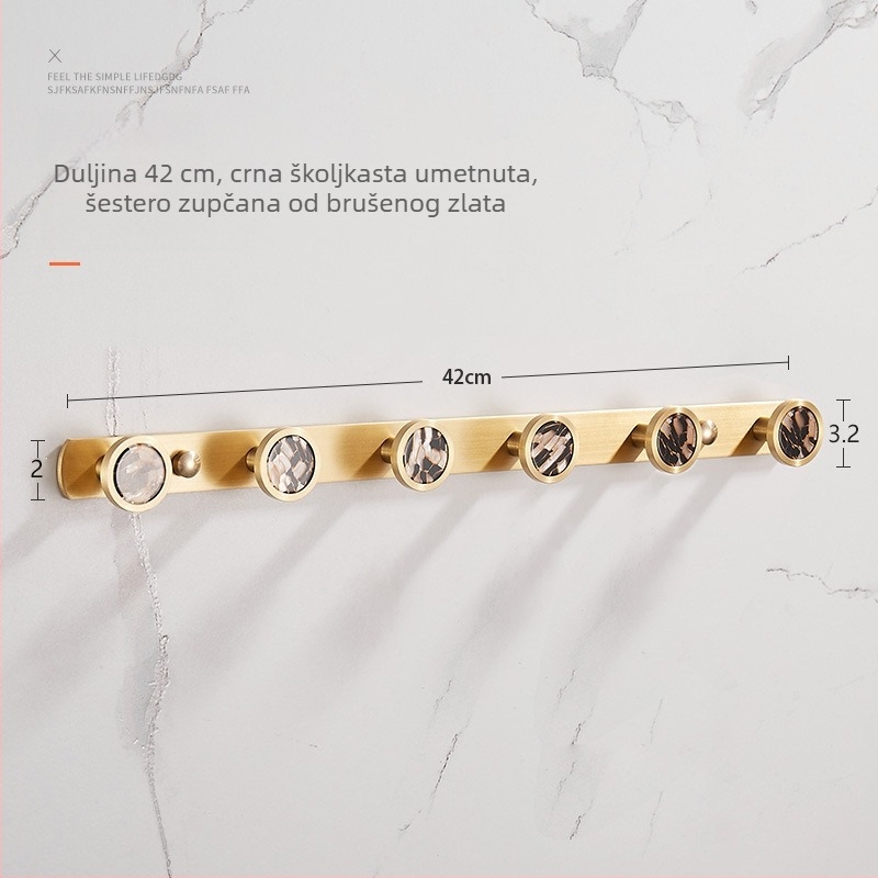 Kuka za zid u kupaonici, bakar materijal, završna obrada mesingovim žicom izvlačenim, Ming Francium, 420 g, svjetlosni luksuz