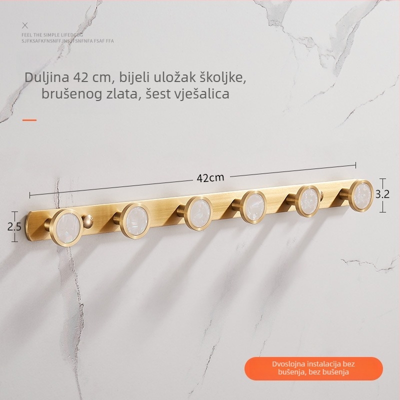 Kuka za zid u kupaonici, bakar materijal, završna obrada mesingovim žicom izvlačenim, Ming Francium, 420 g, svjetlosni luksuz