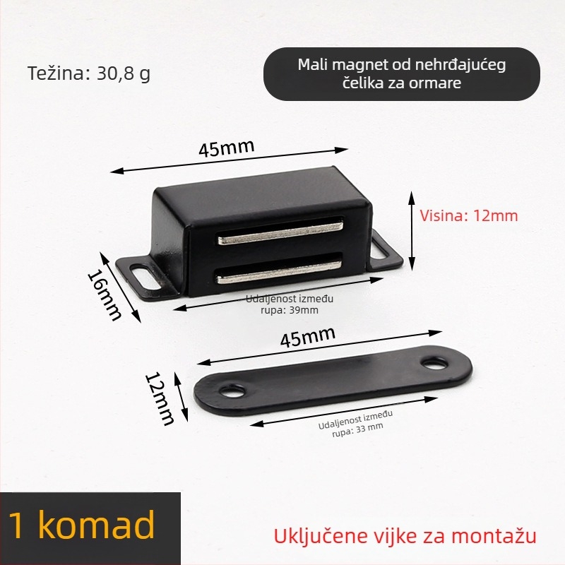 Magnetski držač za vrata ormarića s brušenim završetkom, vijčana montaža, materijal: plast-željezo, CT-01 zidna instalacija, ručno upravljanje