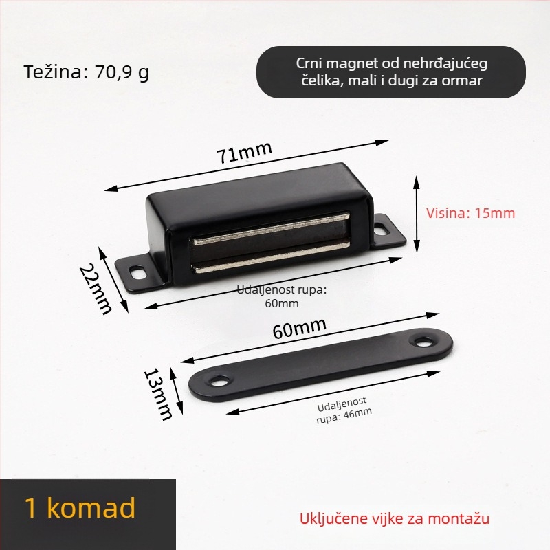 Magnetski držač za vrata ormarića s brušenim završetkom, vijčana montaža, materijal: plast-željezo, CT-01 zidna instalacija, ručno upravljanje