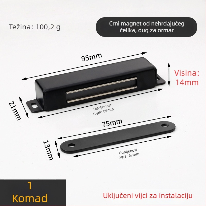 Magnetski držač za vrata ormarića s brušenim završetkom, vijčana montaža, materijal: plast-željezo, CT-01 zidna instalacija, ručno upravljanje