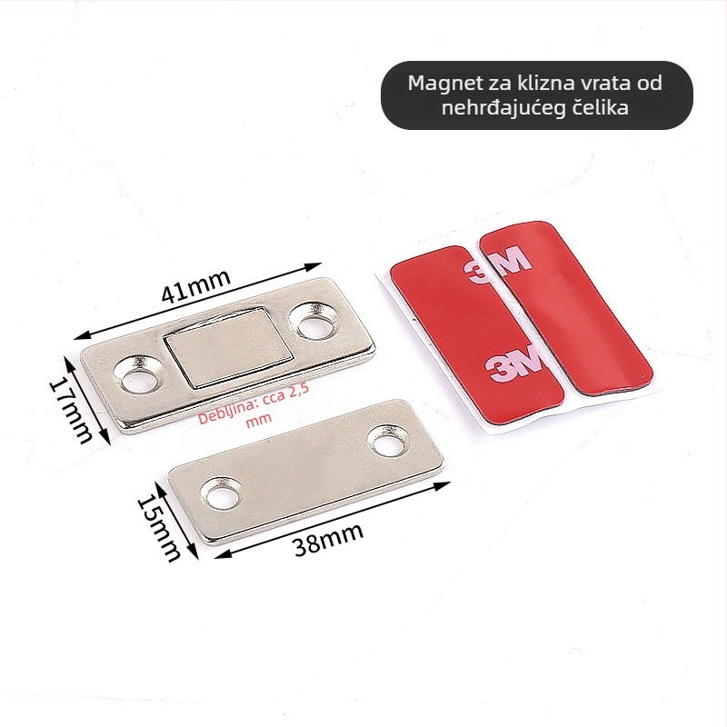 Magnetski držač za vrata ormarića s brušenim završetkom, vijčana montaža, materijal: plast-željezo, CT-01 zidna instalacija, ručno upravljanje