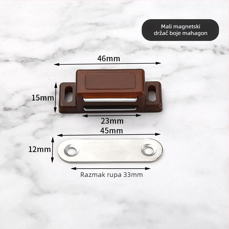 Magnetski držač za vrata ormarića s brušenim završetkom, vijčana montaža, materijal: plast-željezo, CT-01 zidna instalacija, ručno upravljanje