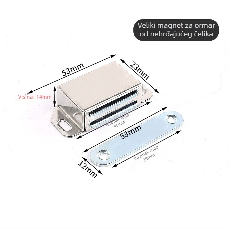 Magnetski držač za vrata ormarića s brušenim završetkom, vijčana montaža, materijal: plast-željezo, CT-01 zidna instalacija, ručno upravljanje
