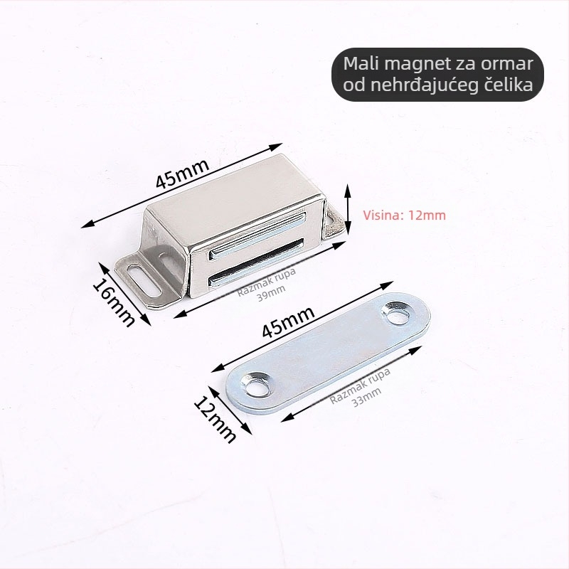 Magnetski držač za vrata ormarića s brušenim završetkom, vijčana montaža, materijal: plast-željezo, CT-01 zidna instalacija, ručno upravljanje
