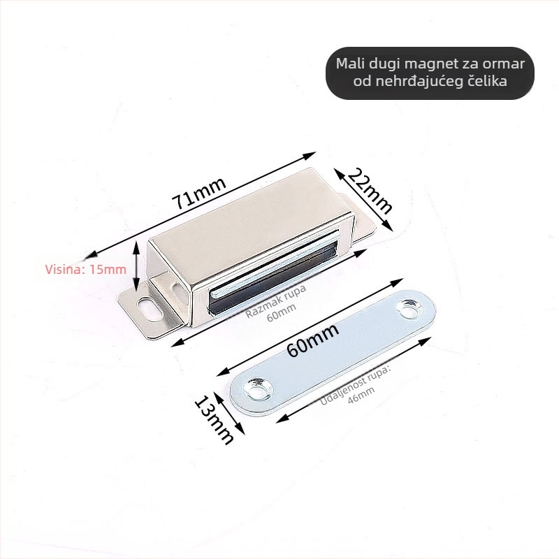 Magnetski držač za vrata ormarića s brušenim završetkom, vijčana montaža, materijal: plast-željezo, CT-01 zidna instalacija, ručno upravljanje