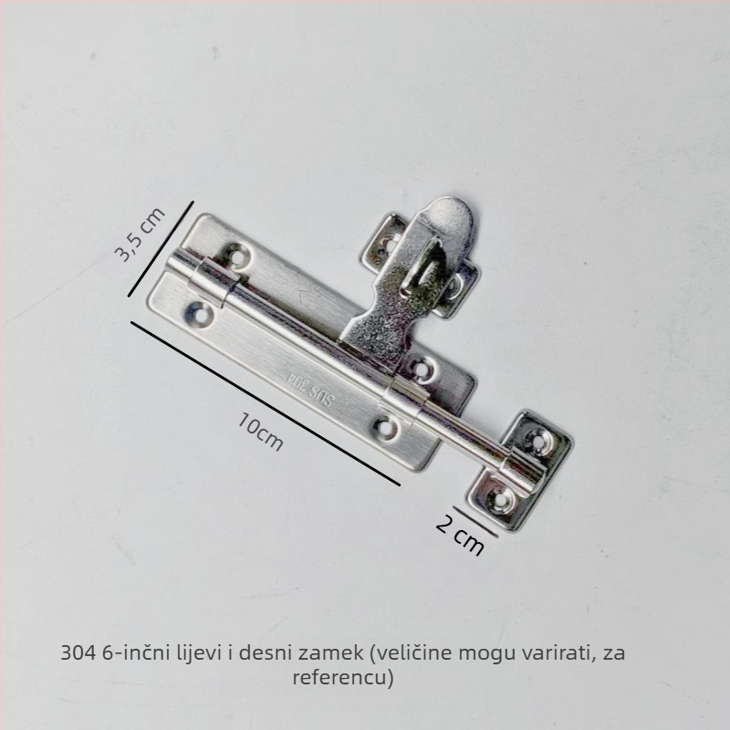 Brava za vrata od nehrđajućeg čelika, tip butterfly latch, površinska montaža, moderni minimalistički stil, za drvena vrata
