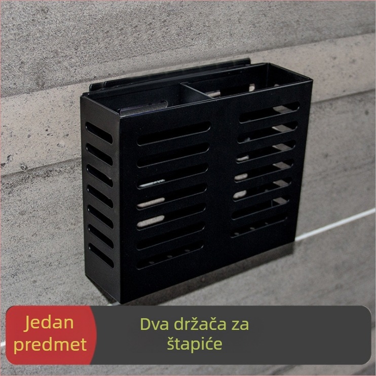 Nerđajući čelik – zidna kuhinjska polica s držačem noževa, daskom za rezanje i skladištem poklopaca – 1 razina, Model AQ-221