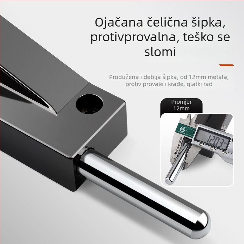 Okretni zasun za vrata, aluminijska legura, okvir vrata, Knob Key model, elektroplatinirani završetak