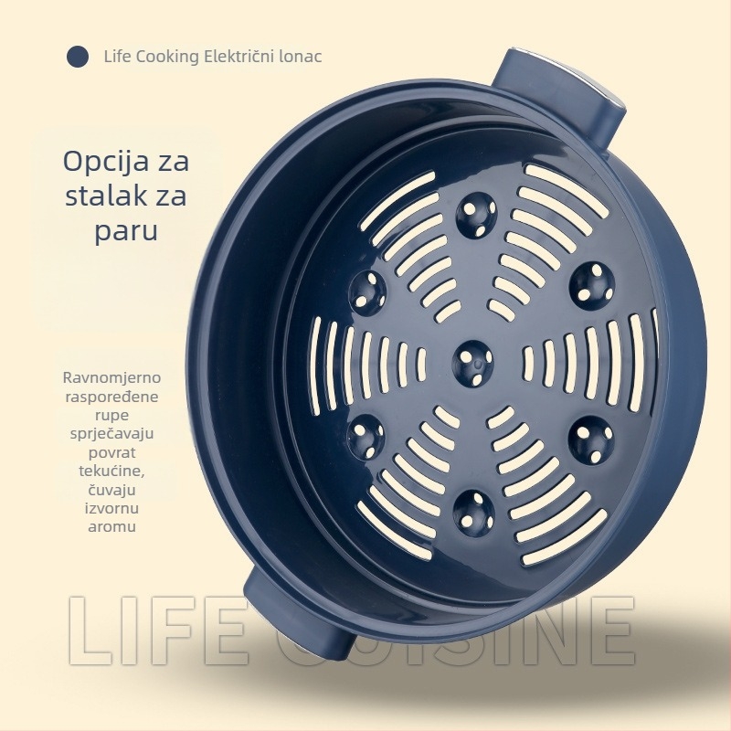 Višenamjenska električna posuda za kuhanje u kućanstvu s para i kuhanjem, 4,1–6 L, za 2–3 osobe, unutarnja posuda s premazom protiv ljepila, upravljanje okretanjem, dvostruka konstrukcija