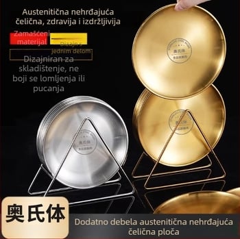 Nehrđajući čelični tanjur od kostiju, korejskog stila, okrugli, prehrambena kvaliteta, za kafić, tanjur za roštilj, nije pogodan za mikrovalnu