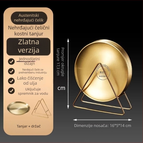 Nehrđajući čelični tanjur od kostiju, korejskog stila, okrugli, prehrambena kvaliteta, za kafić, tanjur za roštilj, nije pogodan za mikrovalnu