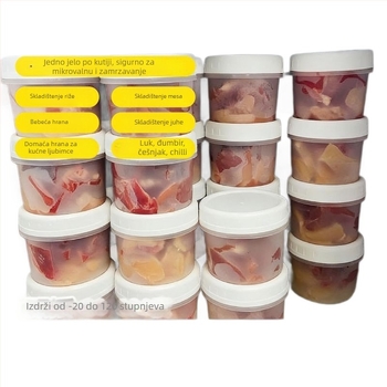 Jednokratna kutija za ručak s poklopcem, okruglog oblika, PP materijal, pogodna za mikrovalnu pećnicu, zamrzavanje.