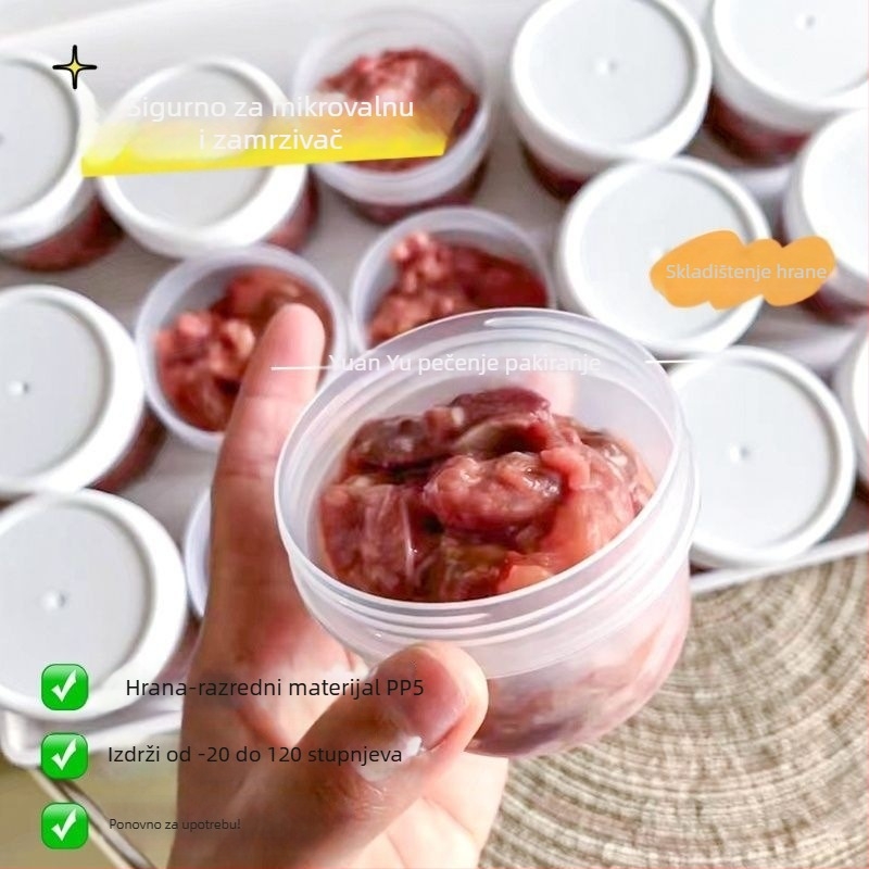 Jednokratna kutija za ručak s poklopcem, okruglog oblika, PP materijal, pogodna za mikrovalnu pećnicu, zamrzavanje.