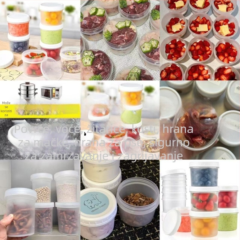 Jednokratna kutija za ručak s poklopcem, okruglog oblika, PP materijal, pogodna za mikrovalnu pećnicu, zamrzavanje.