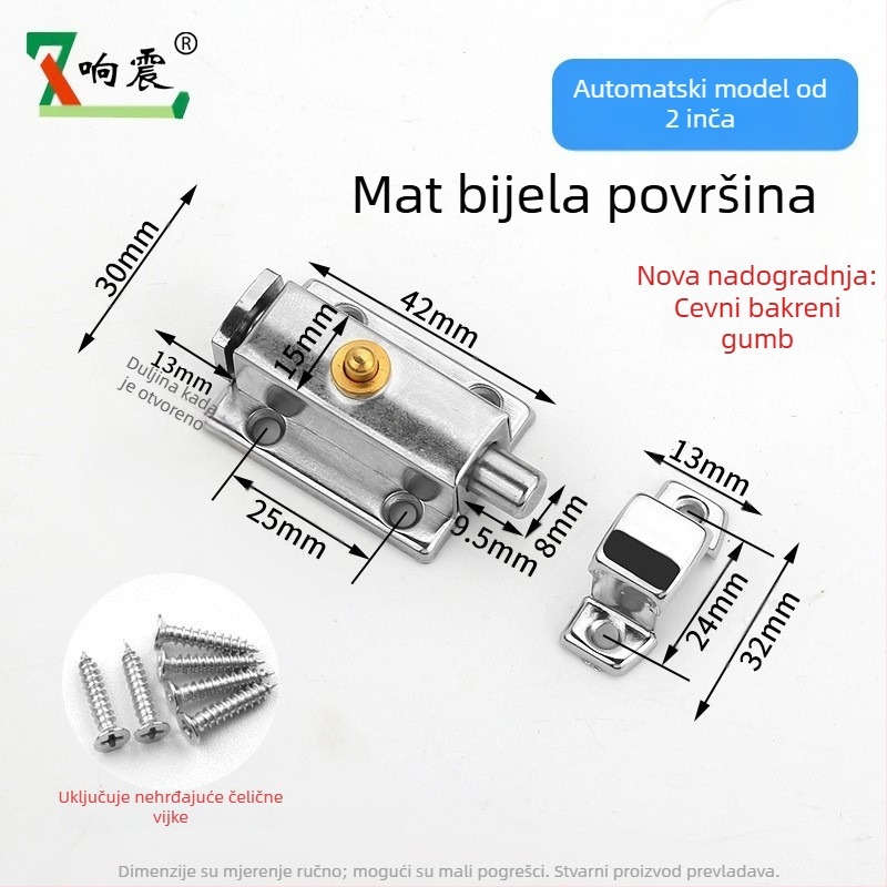 Automatski mehanizam zatvarača za vrata Type A, nehrđajući čelik, brušena površina, moderan minimalistički stil, namijenjeno namještaju
