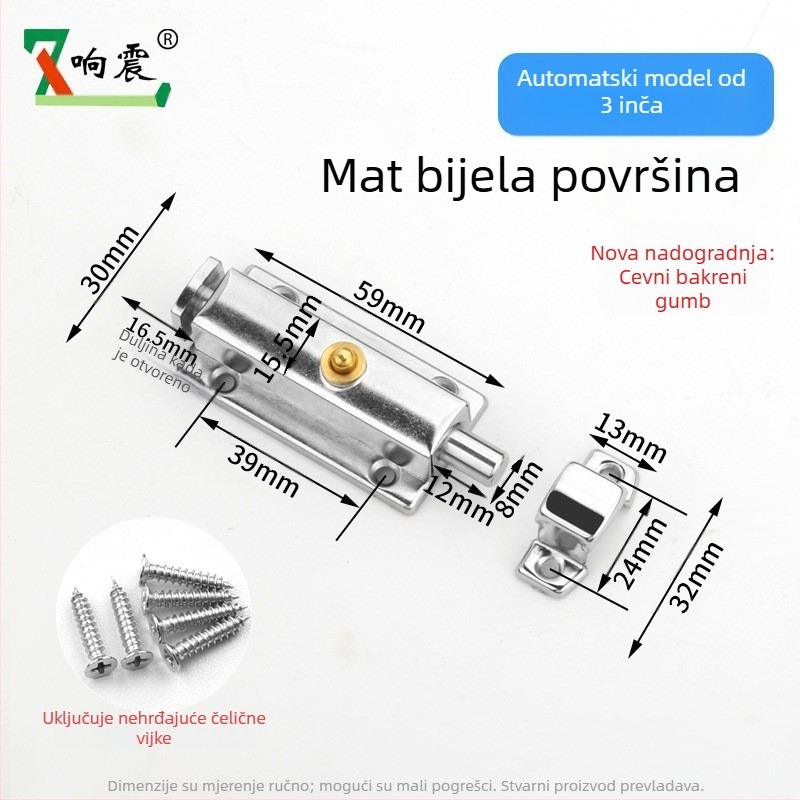 Automatski mehanizam zatvarača za vrata Type A, nehrđajući čelik, brušena površina, moderan minimalistički stil, namijenjeno namještaju