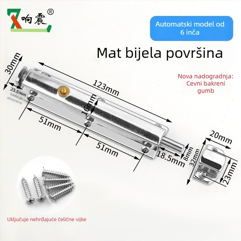 Automatski mehanizam zatvarača za vrata Type A, nehrđajući čelik, brušena površina, moderan minimalistički stil, namijenjeno namještaju