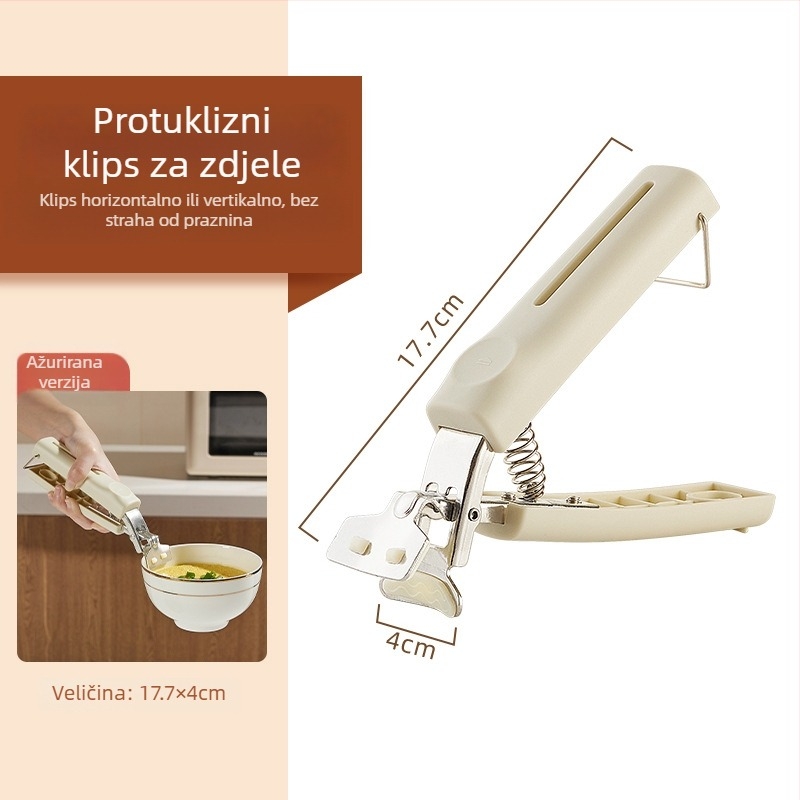Klip protiv opeklina od nehrđajućeg čelika – protuklizni držač za tanjure i zdjele