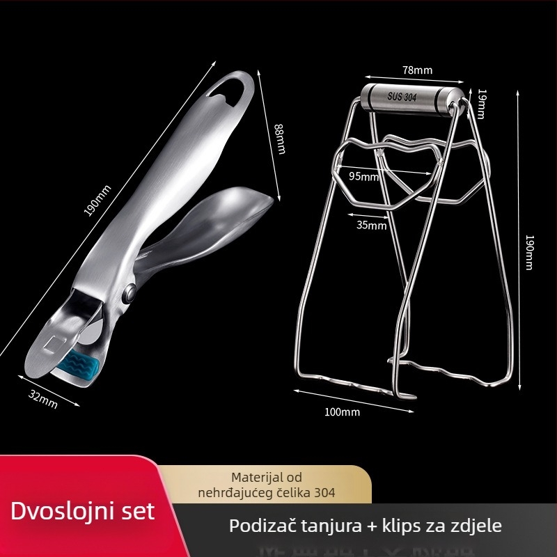 Klip protiv opeklina od nehrđajućeg čelika – protuklizni držač za tanjure i zdjele