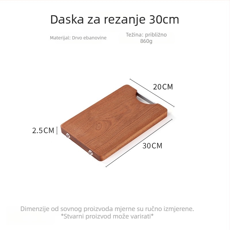 Daska za rezanje od masivnog drveta, kvadratna, dvostrana, antibakterijska, protuklizna, kuhinjska