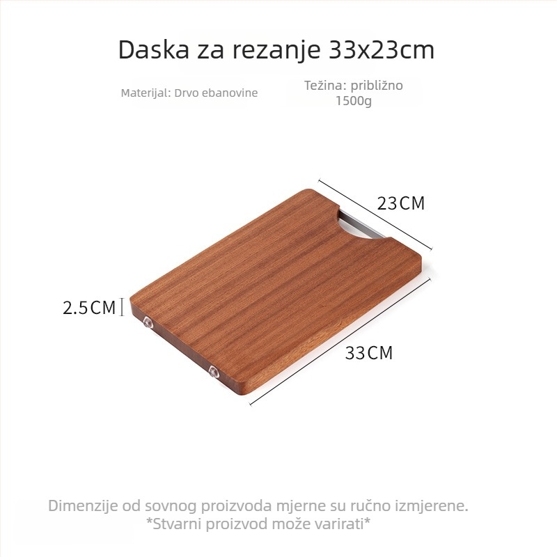 Daska za rezanje od masivnog drveta, kvadratna, dvostrana, antibakterijska, protuklizna, kuhinjska