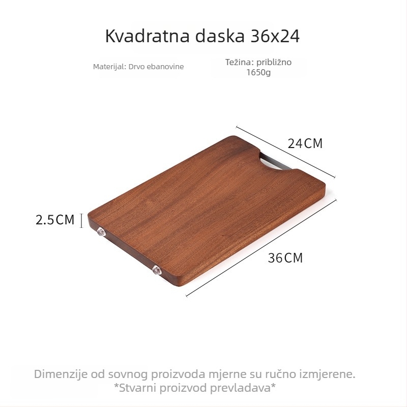 Daska za rezanje od masivnog drveta, kvadratna, dvostrana, antibakterijska, protuklizna, kuhinjska