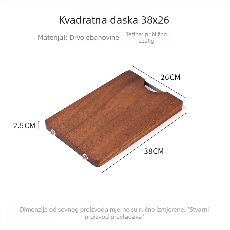 Daska za rezanje od masivnog drveta, kvadratna, dvostrana, antibakterijska, protuklizna, kuhinjska