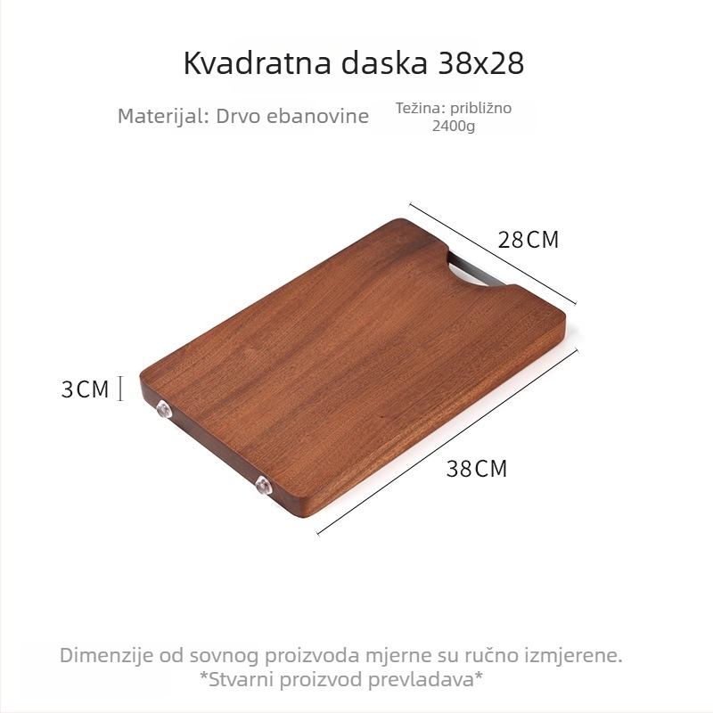 Daska za rezanje od masivnog drveta, kvadratna, dvostrana, antibakterijska, protuklizna, kuhinjska