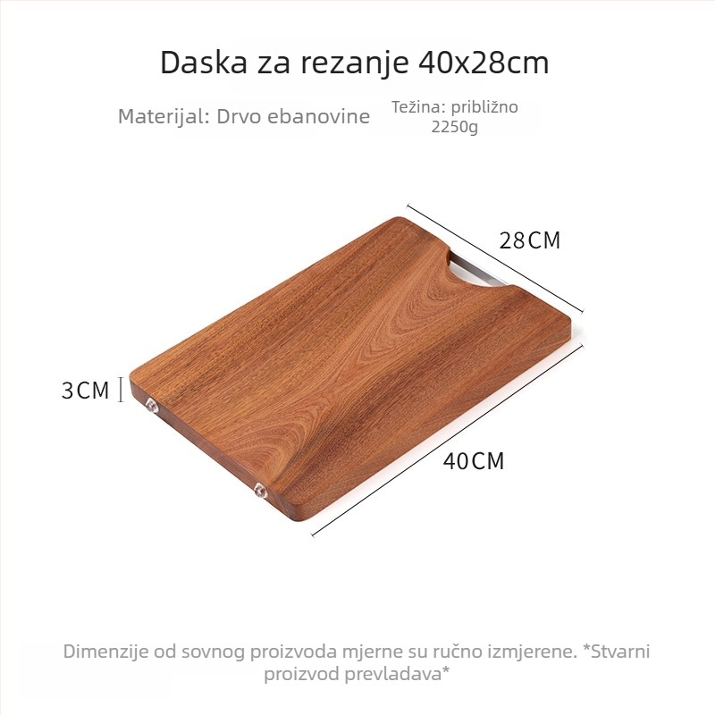 Daska za rezanje od masivnog drveta, kvadratna, dvostrana, antibakterijska, protuklizna, kuhinjska