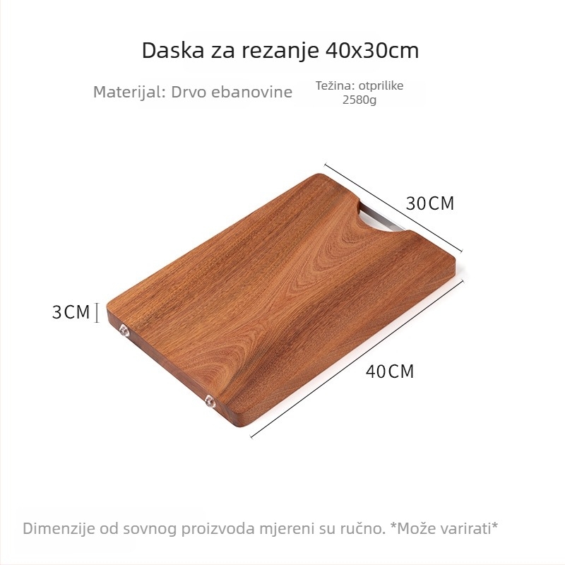 Daska za rezanje od masivnog drveta, kvadratna, dvostrana, antibakterijska, protuklizna, kuhinjska