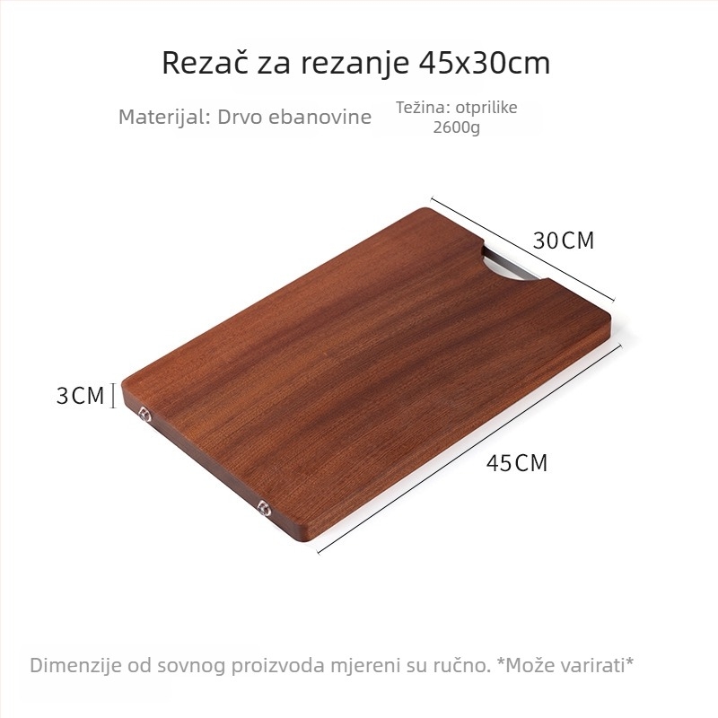 Daska za rezanje od masivnog drveta, kvadratna, dvostrana, antibakterijska, protuklizna, kuhinjska