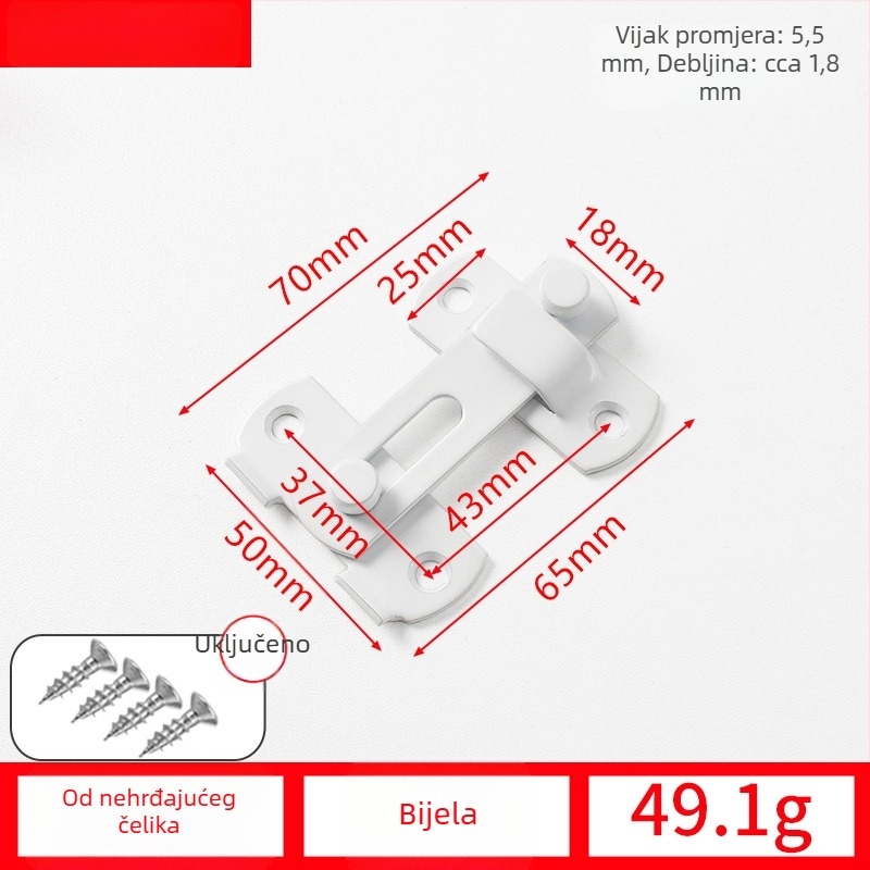 Leptir zatvarač za vrata, nehrđajući čelik, površinska obrada žičanim finišem, model 001, moderni jednostavan stil