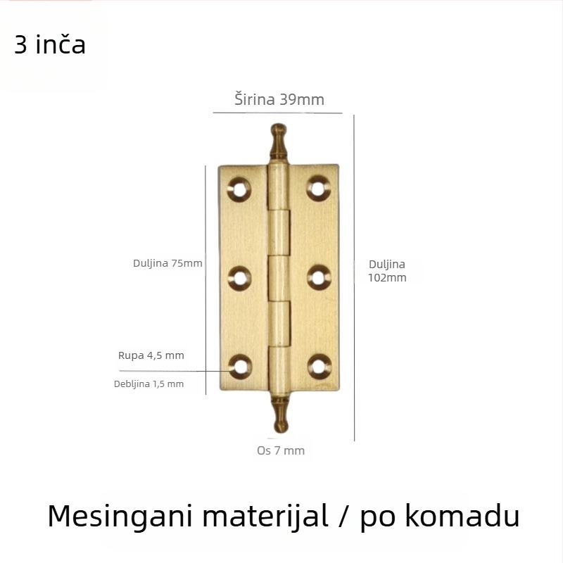 Panta za vrata, brušena bakar-nikel legura, za namještaj od tvrdog drva, kod proizvoda 7703