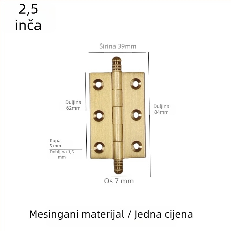 Panta za vrata, brušena bakar-nikel legura, za namještaj od tvrdog drva, kod proizvoda 7703