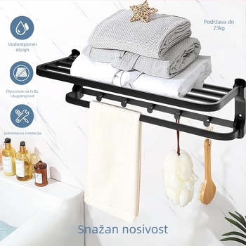 Stalak za ručnike od nehrđajućeg čelika, zidni, 2-slojni, finO poliranje, nosivost 20, perforirano montiranje